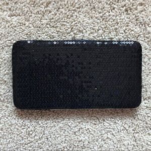 Black evening Sequence wallet.